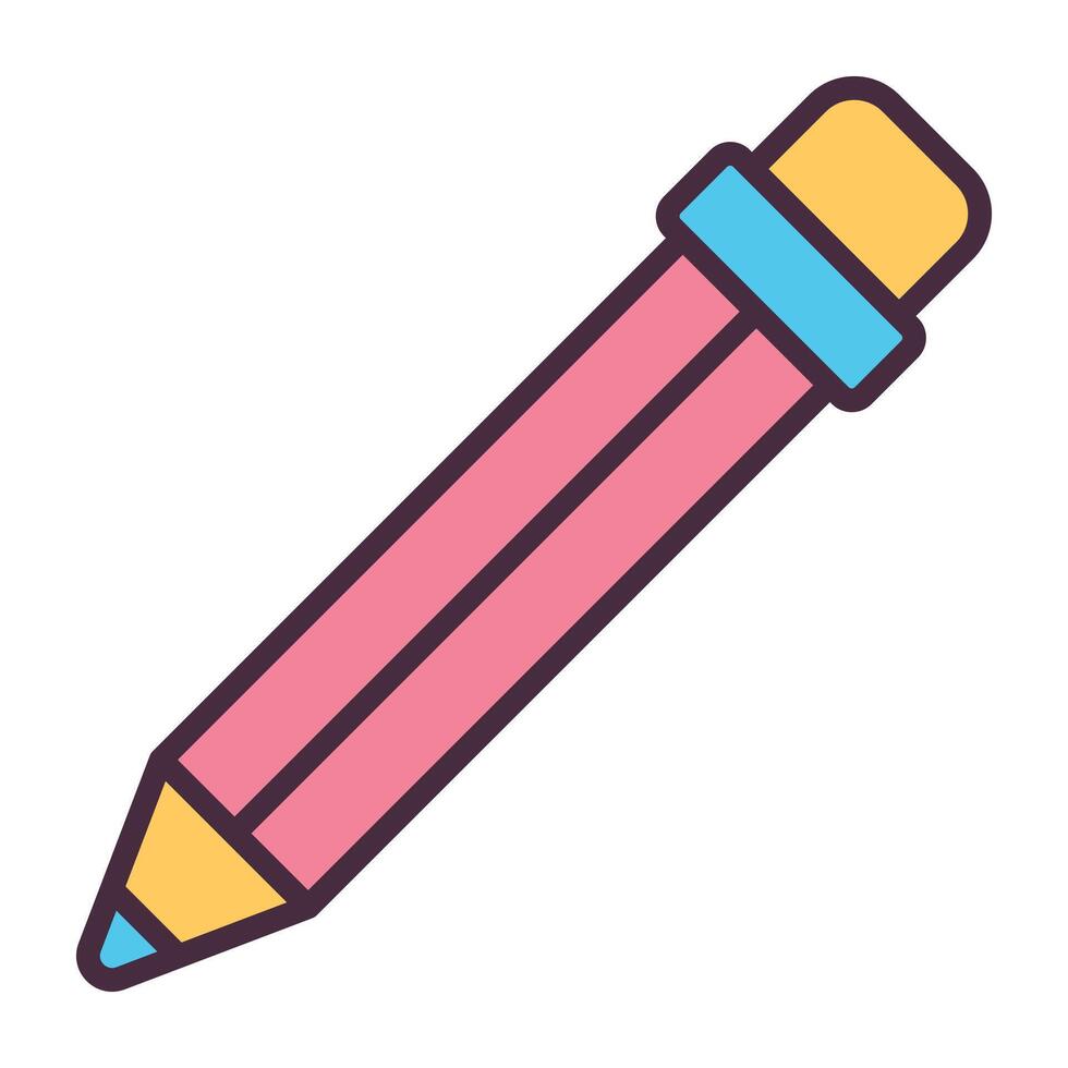 Pencil icon for writing, drawing, and creativity. vector