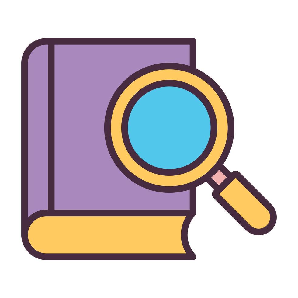 Book with magnifying glass icon. vector
