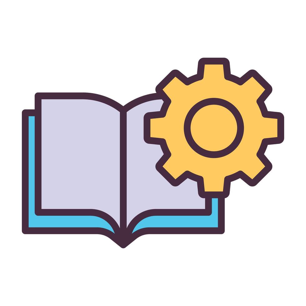 Open book with gear icon. vector