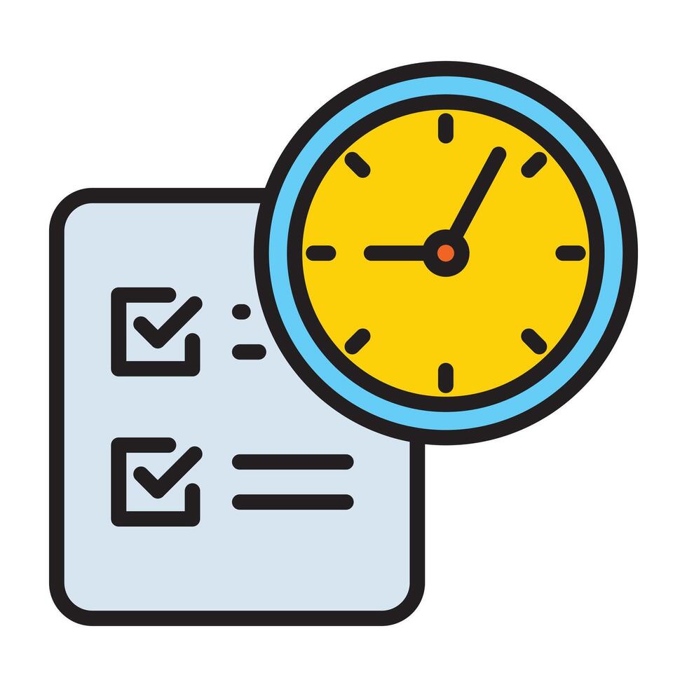 Checklist and clock schedule outline icon. vector