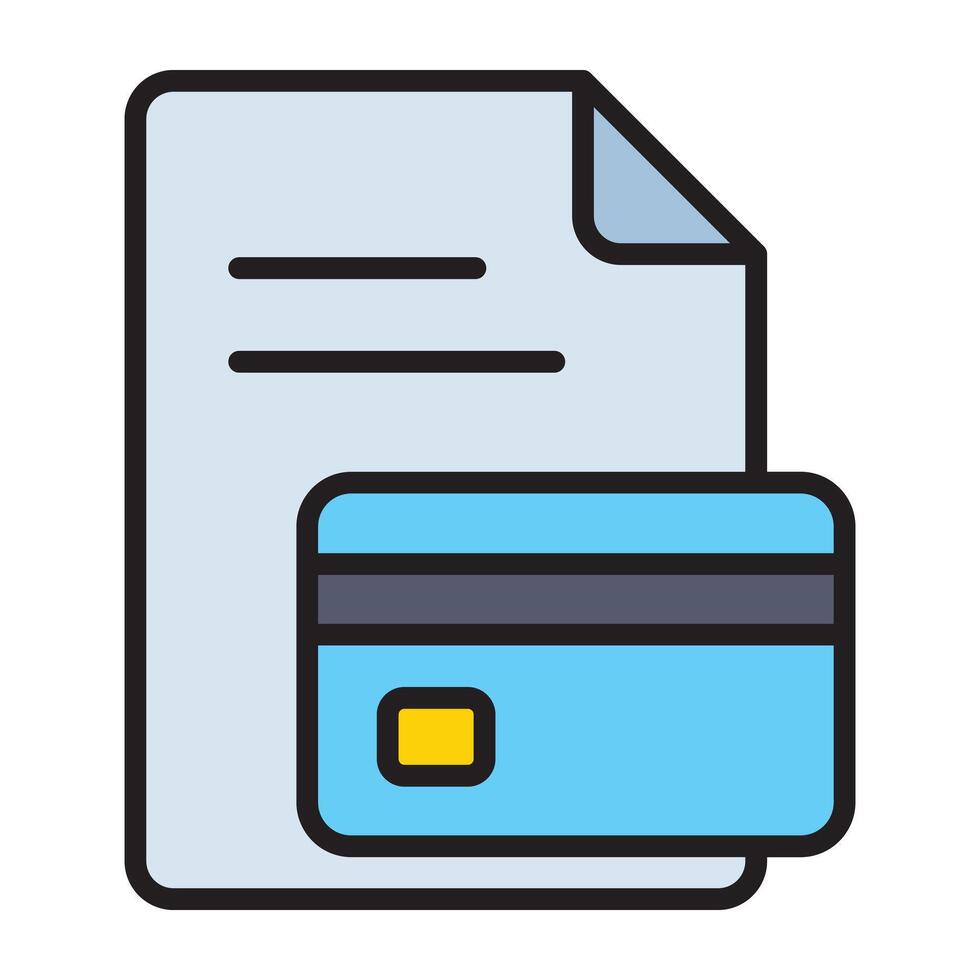 Payment document and credit card outline icon. vector