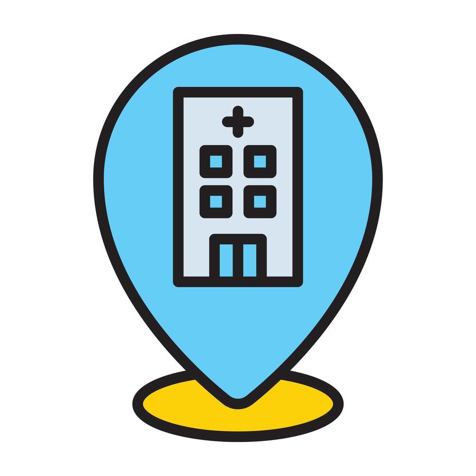 Hospital location and healthcare map icon. vector