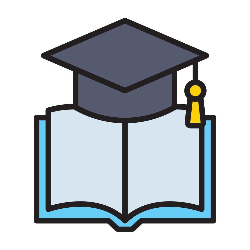 Graduation cap and open book education icon. vector