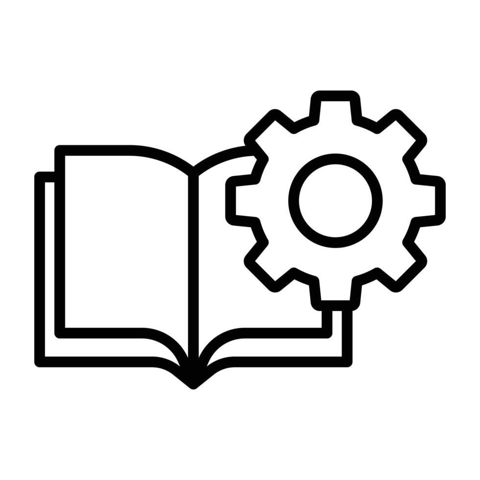 Open book with gear icon vector