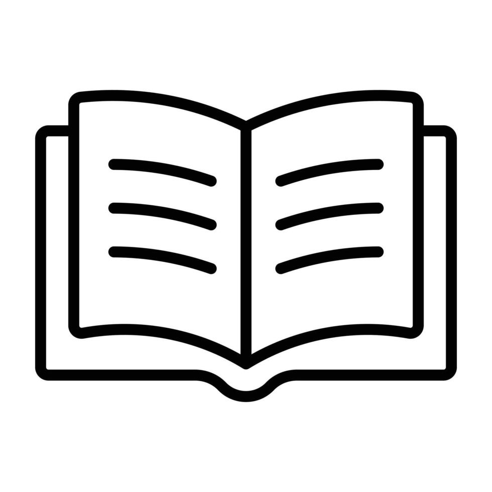 Open book with text lines icon for education and reading concept vector
