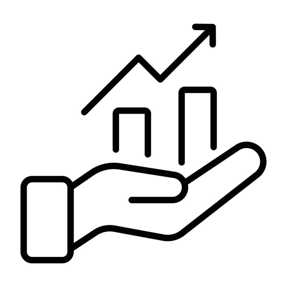 Hand holding growing chart icon vector