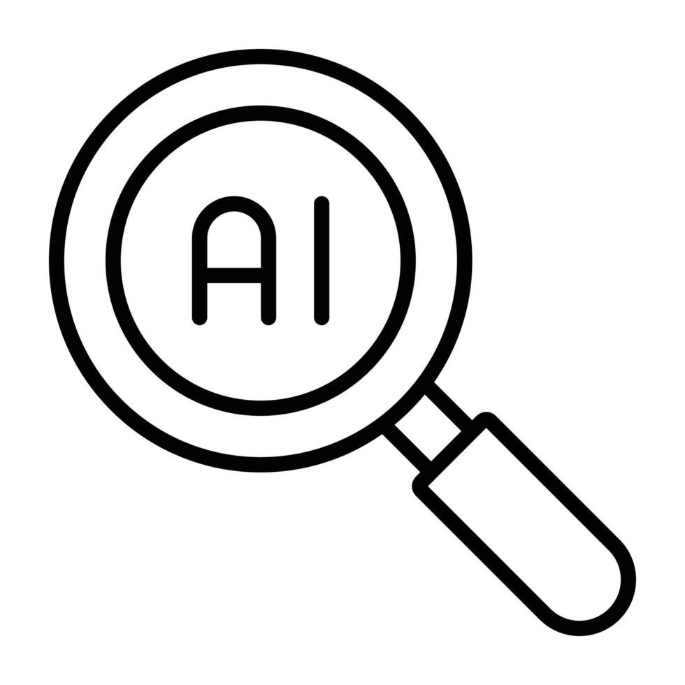 AI search and artificial intelligence analysis icon vector