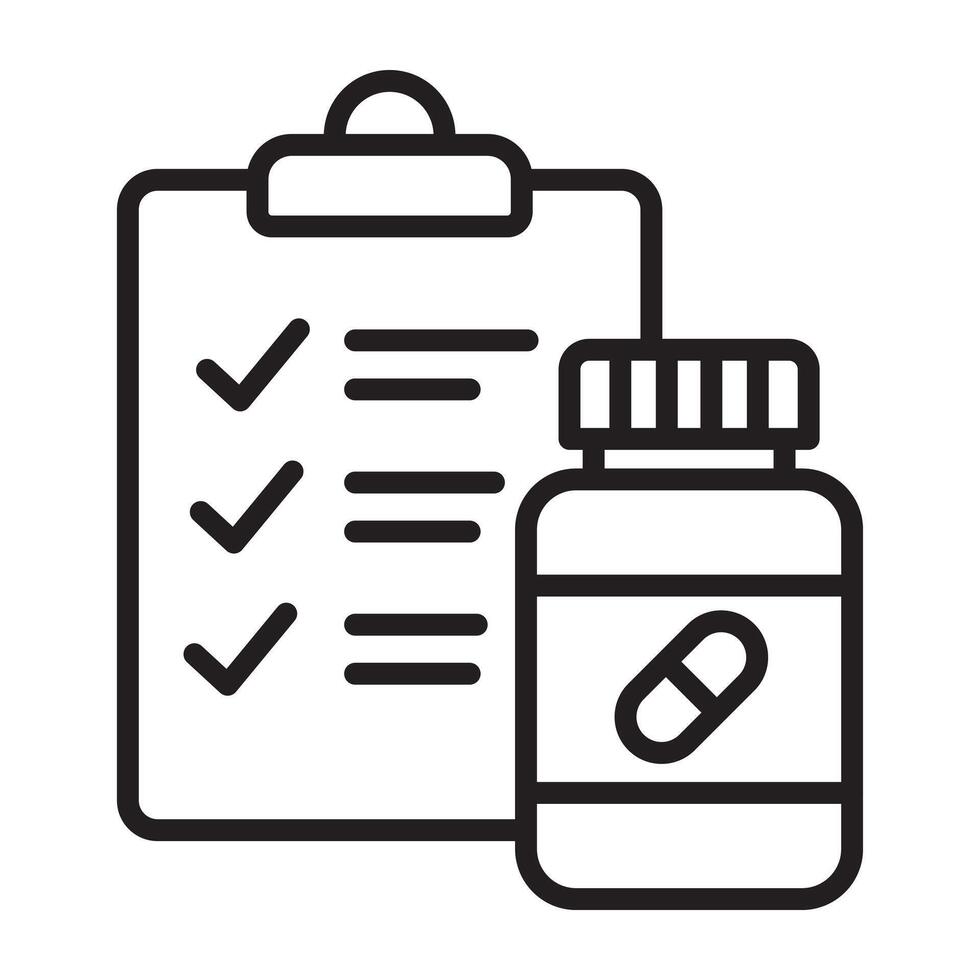 Medication checklist and pill bottle healthcare icon vector