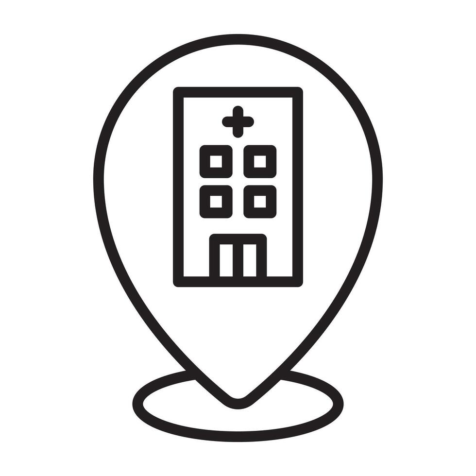 Hospital location and healthcare map icon vector