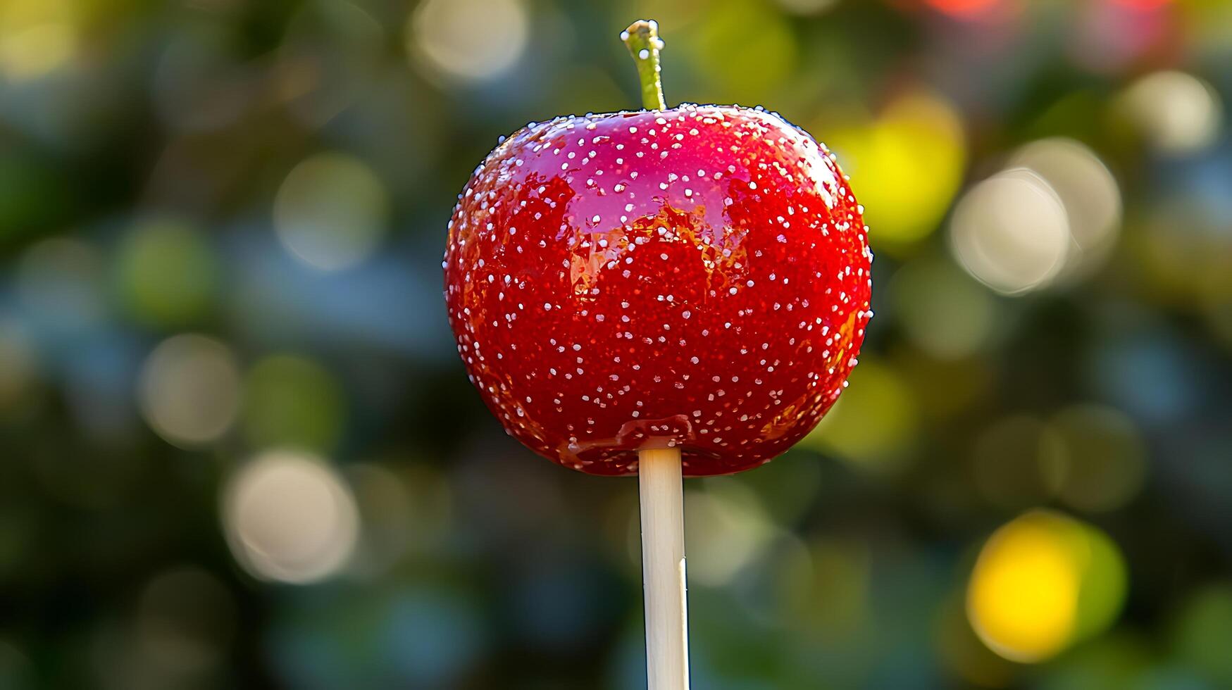 A red apple on a stick photo