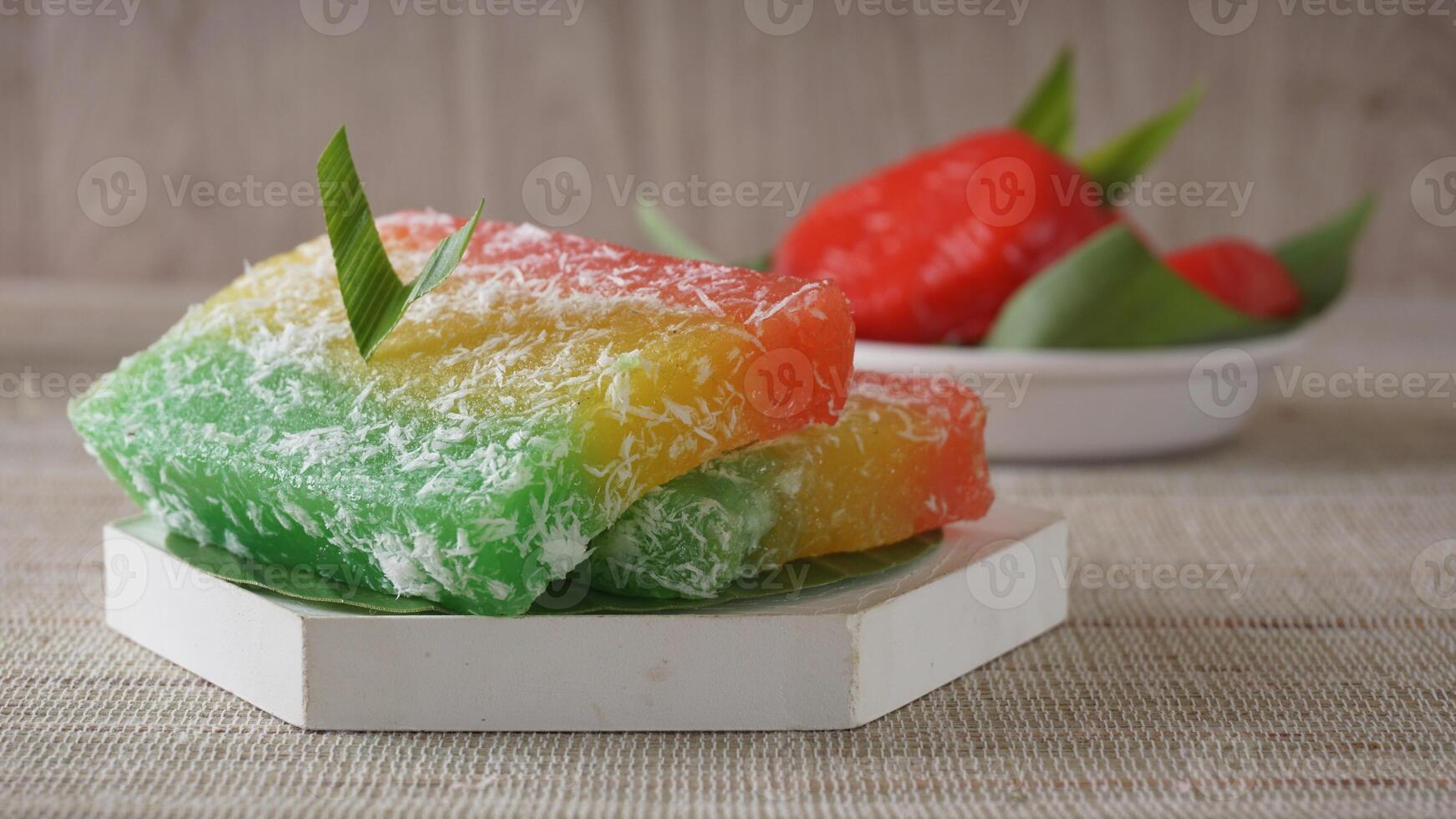 Ongol-ongol and Kue Mata Kebo, traditional Indonesian cake on platter photo