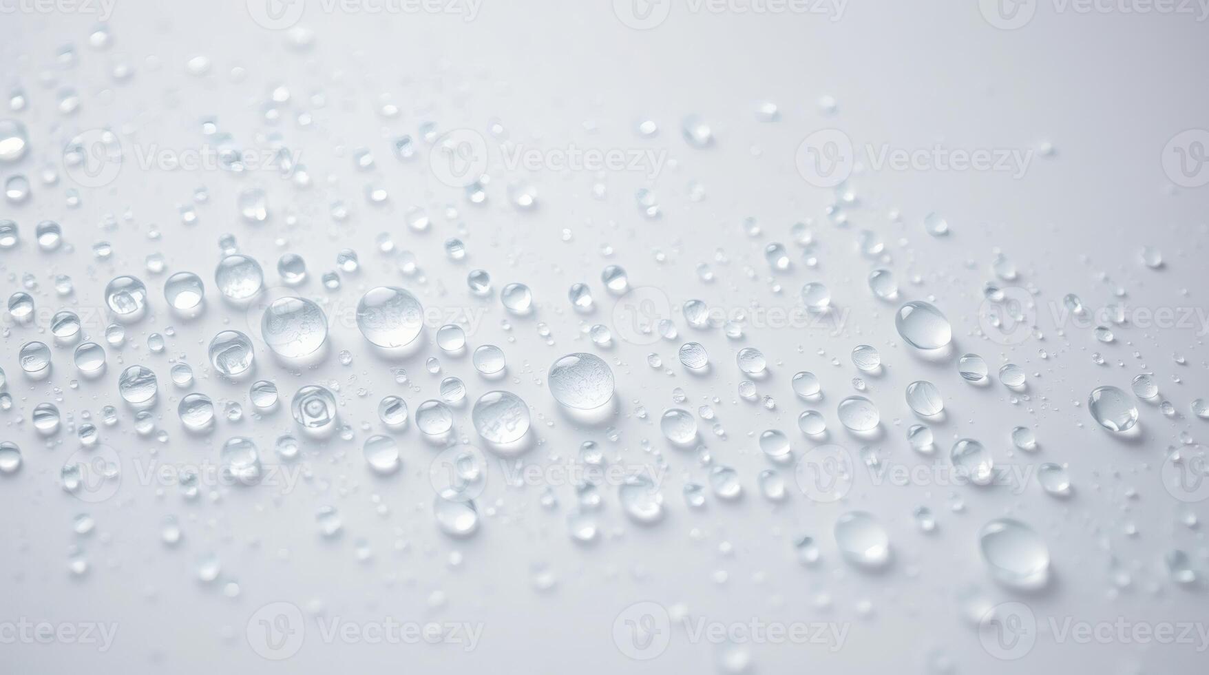 oseup of water drops on a smooth reflective surface. photo