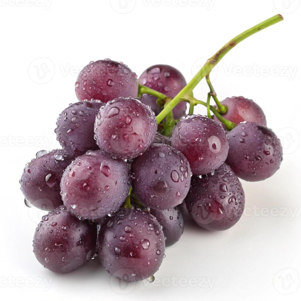 a bunch of grapes with water droplets. white background photo