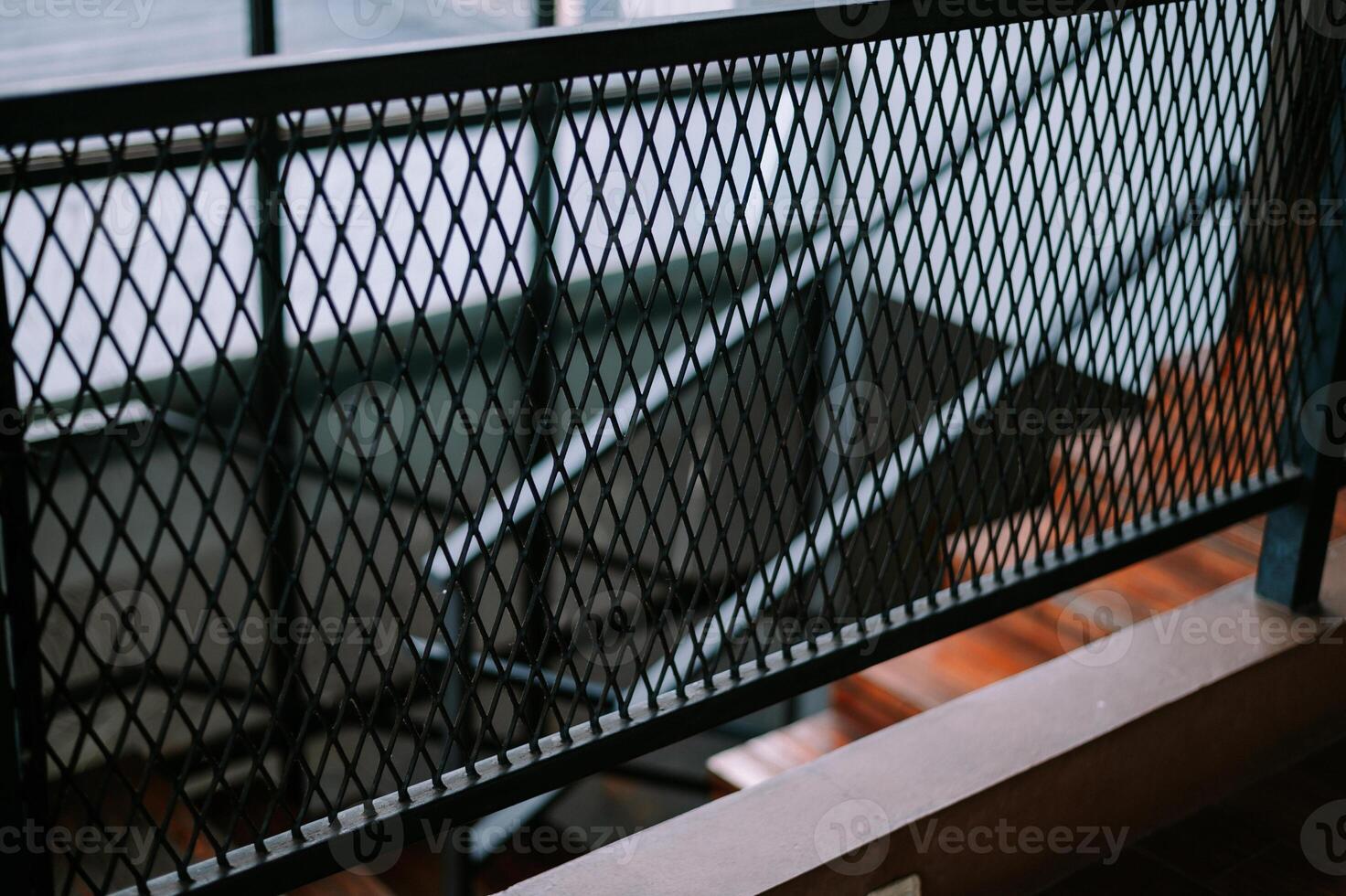 Metal Grid Staircase Railing Abstract Architecture Interior Design photo