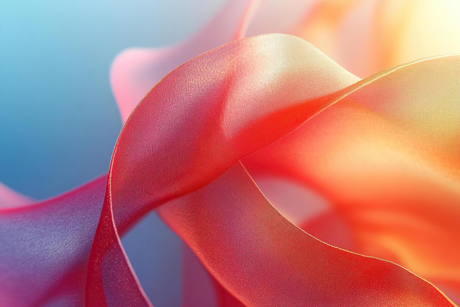 Silky red fabric flowing in soft waves. Abstract background. photo
