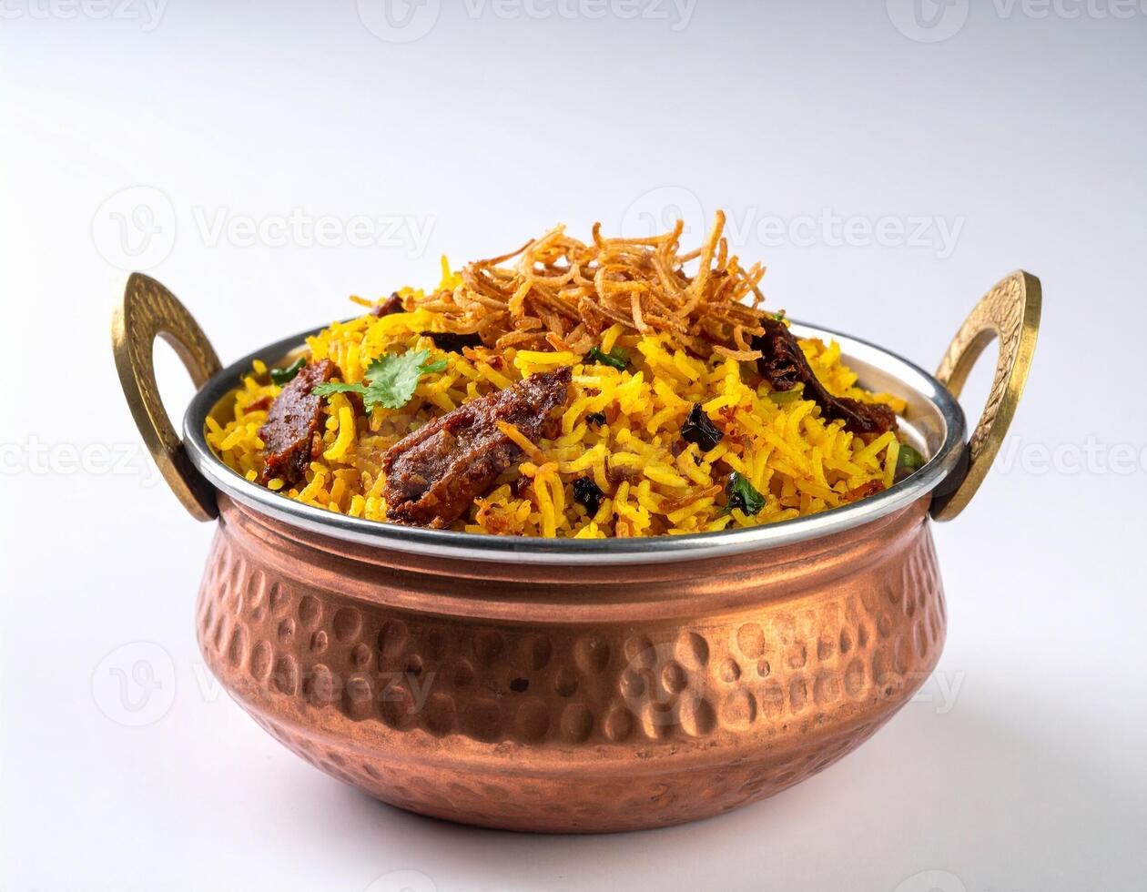 Elegant Side View of Aromatic Biryani with Rich and Vibrant Spices photo