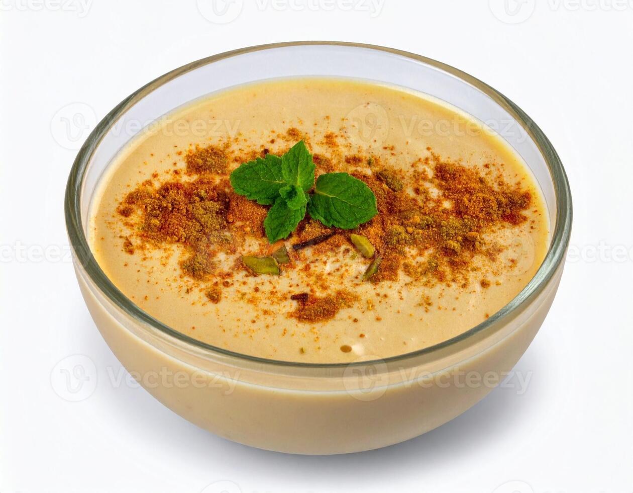 Refreshing Sweet Lassi Yogurt Drink Served in a Bowl for a Cool Experience photo