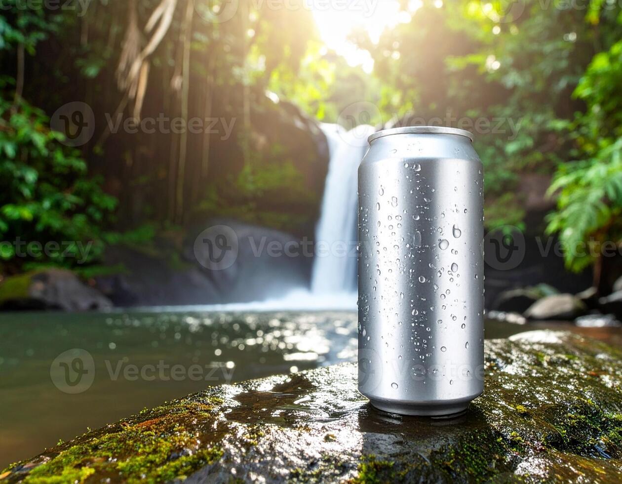 Green Environment Display With Standing Can Bottle photo