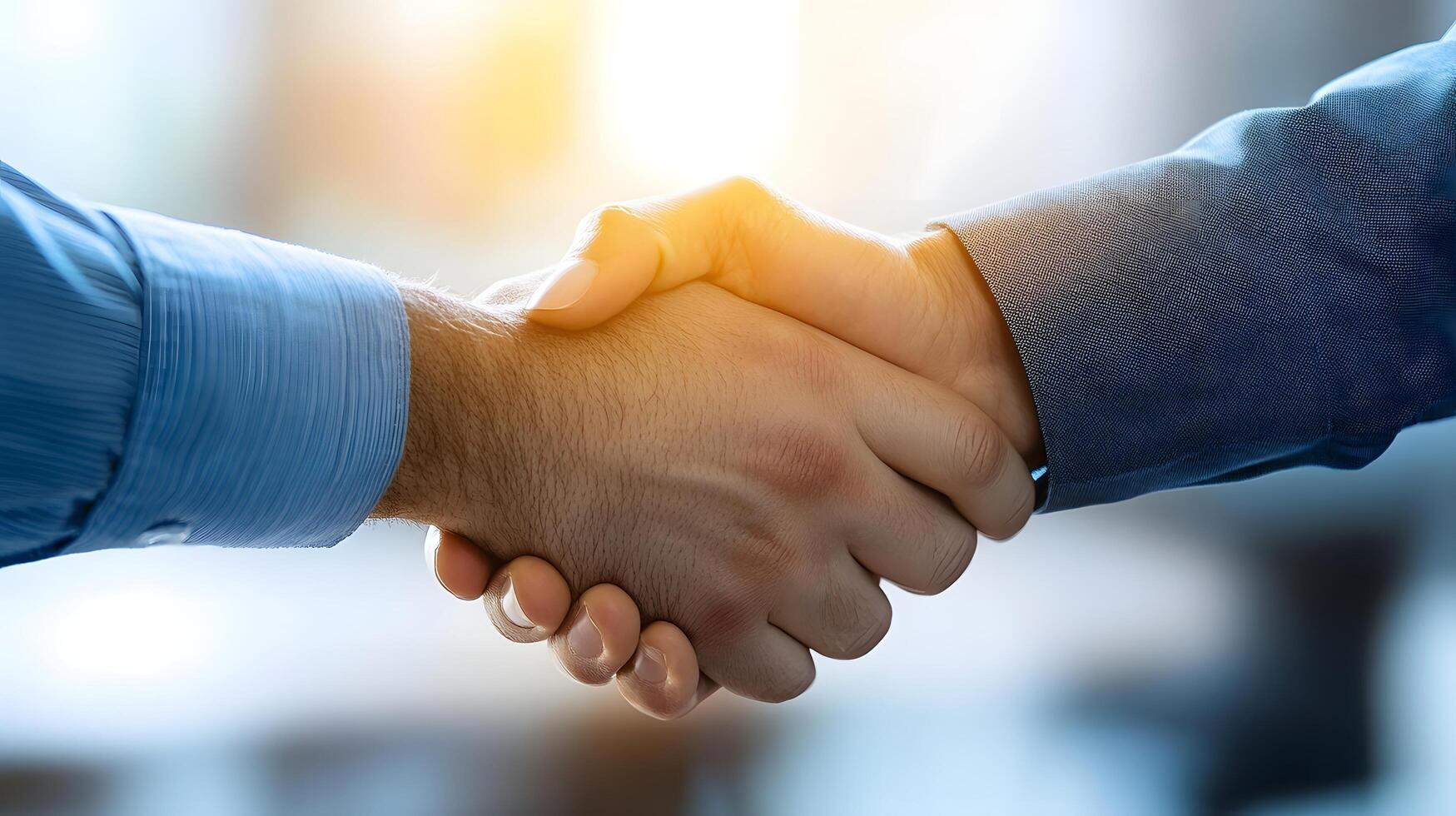 Business partners shaking hands in a professional meeting photo