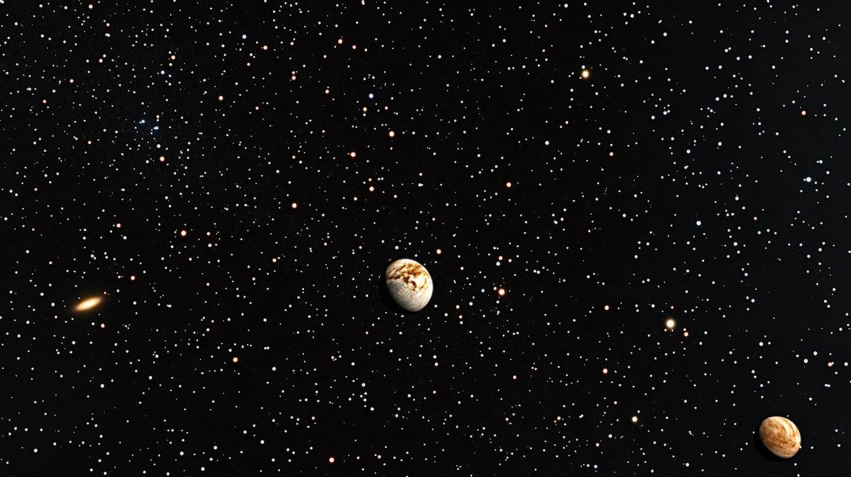 Planets and galaxy floating in the immense starry sky photo