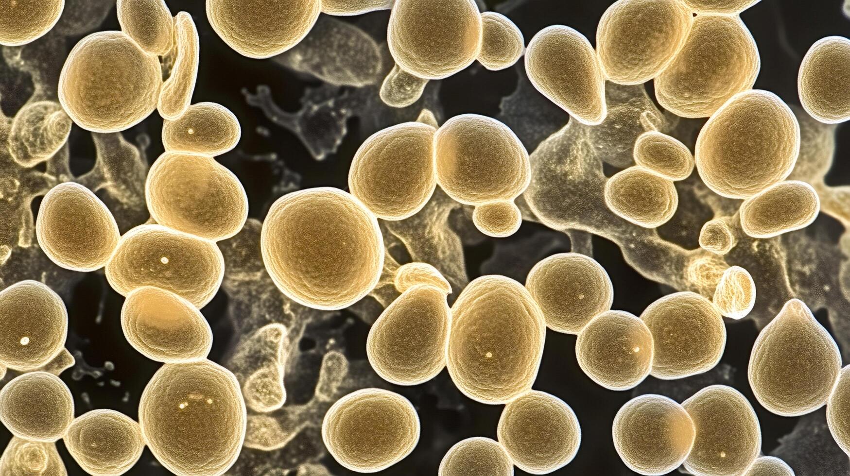 Microscopic view of candida albicans fungus growing and multiplying photo