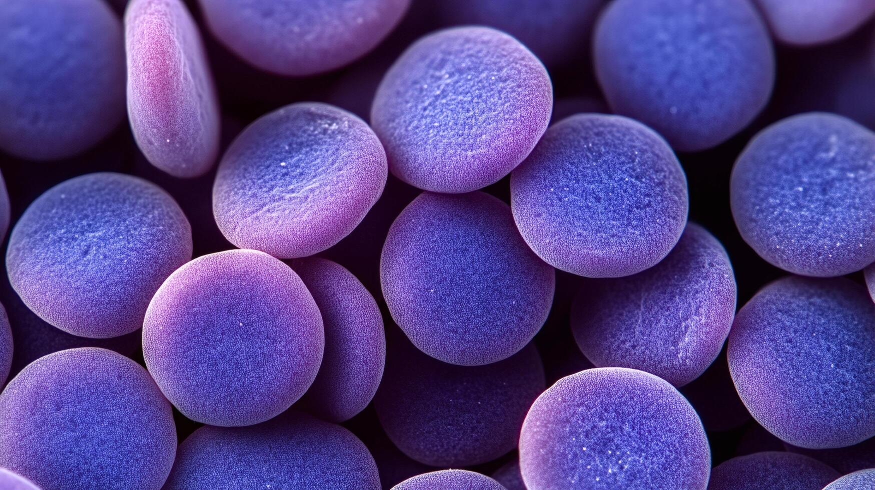 Microscopic view of purple cells showing textured surface photo