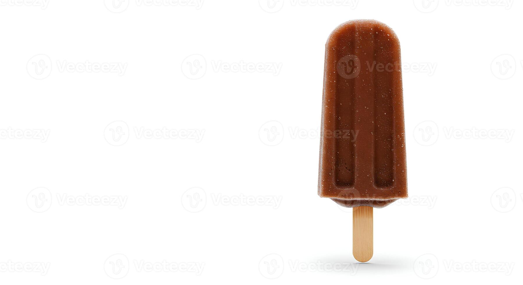 Bright and juicy root beer popsicle isolated with soft drop shadow on white background for healthy summer snack visuals photo