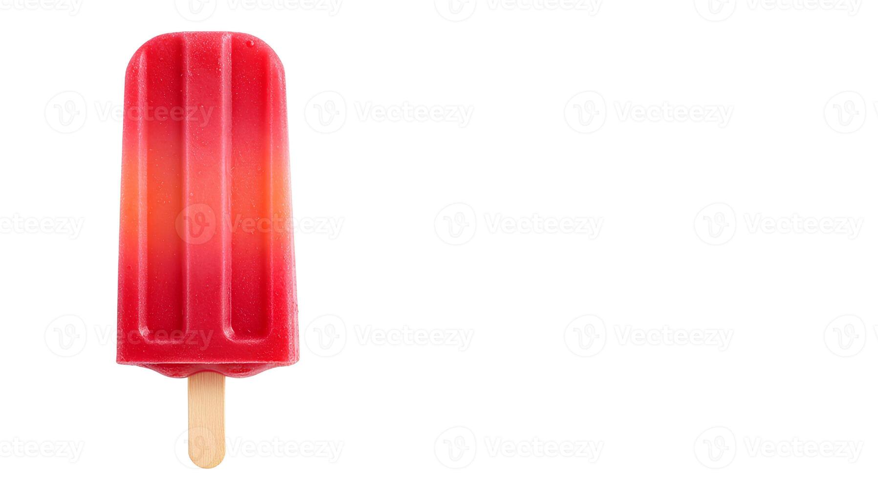 Cherry flavored popsicle isolated on white background with soft shadow, perfect as a sweet summer treat photo