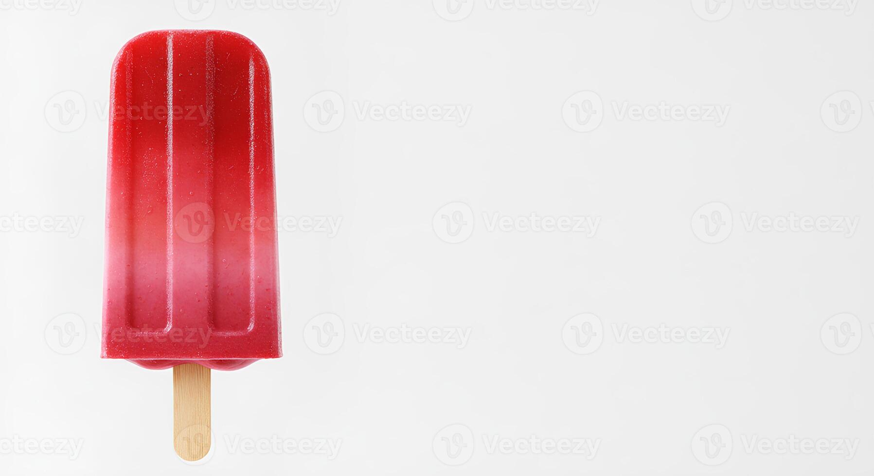 cherry flavored popsicle isolated on white background with shadow. ice popsicle as treat during summertime heats. fruity dessert photo