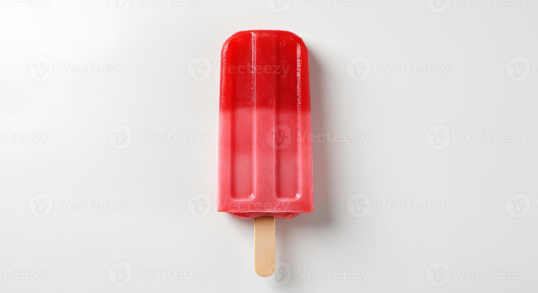 Cherry ice lolly isolated with realistic shadow on white background for frozen snack and summer refreshment visuals photo