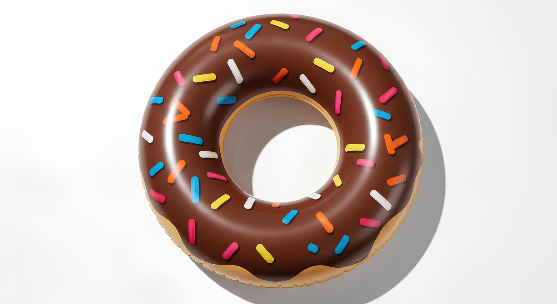Pink glazed donut pool float on white background perfect for beach vacations and sunny season visuals photo