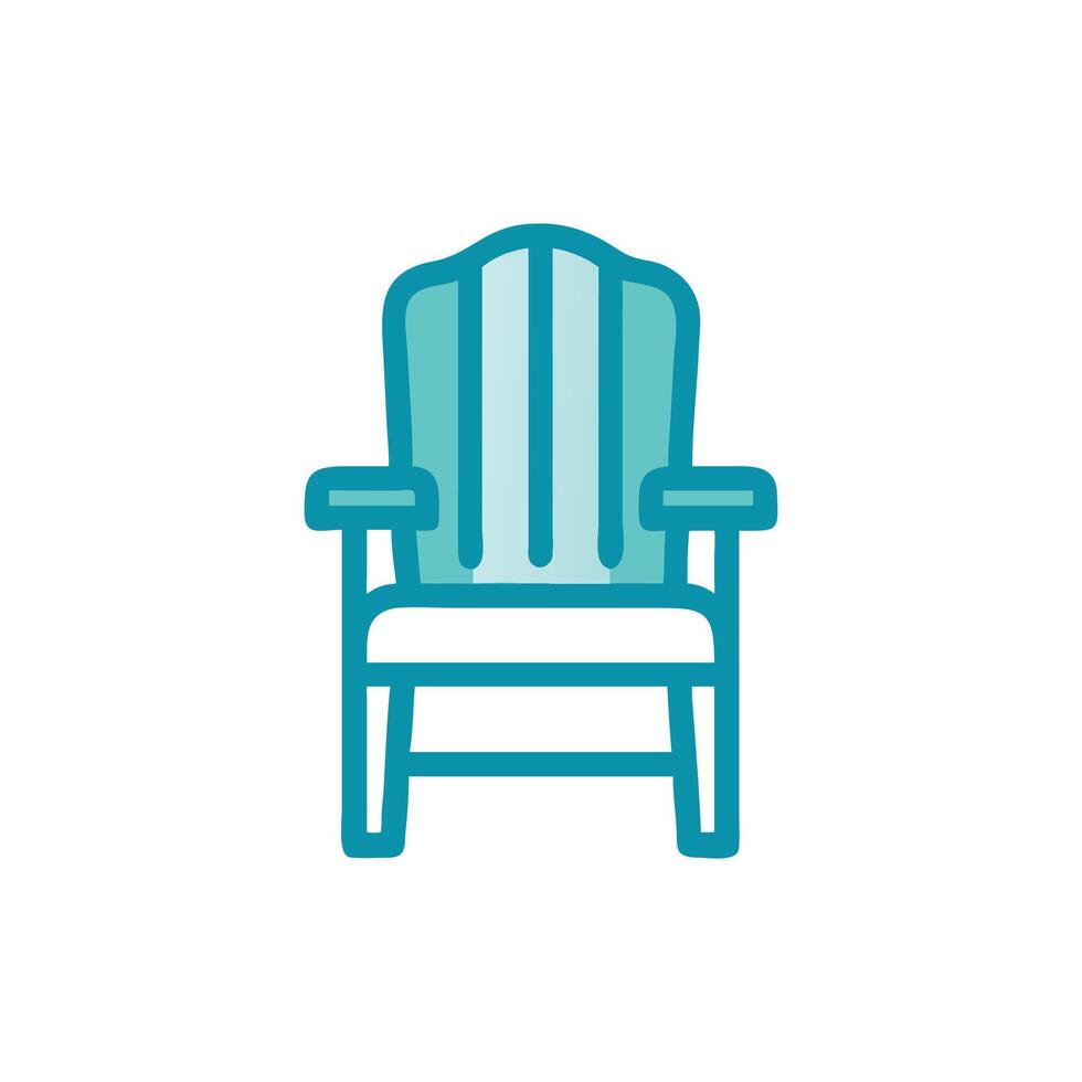 Teal colored armchair illustration with White Background simple design vector