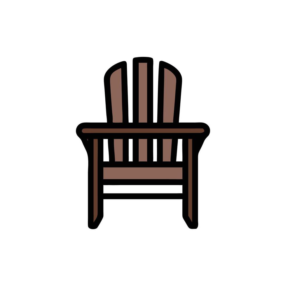 Simple graphic of a brown wooden Adirondack chair vector
