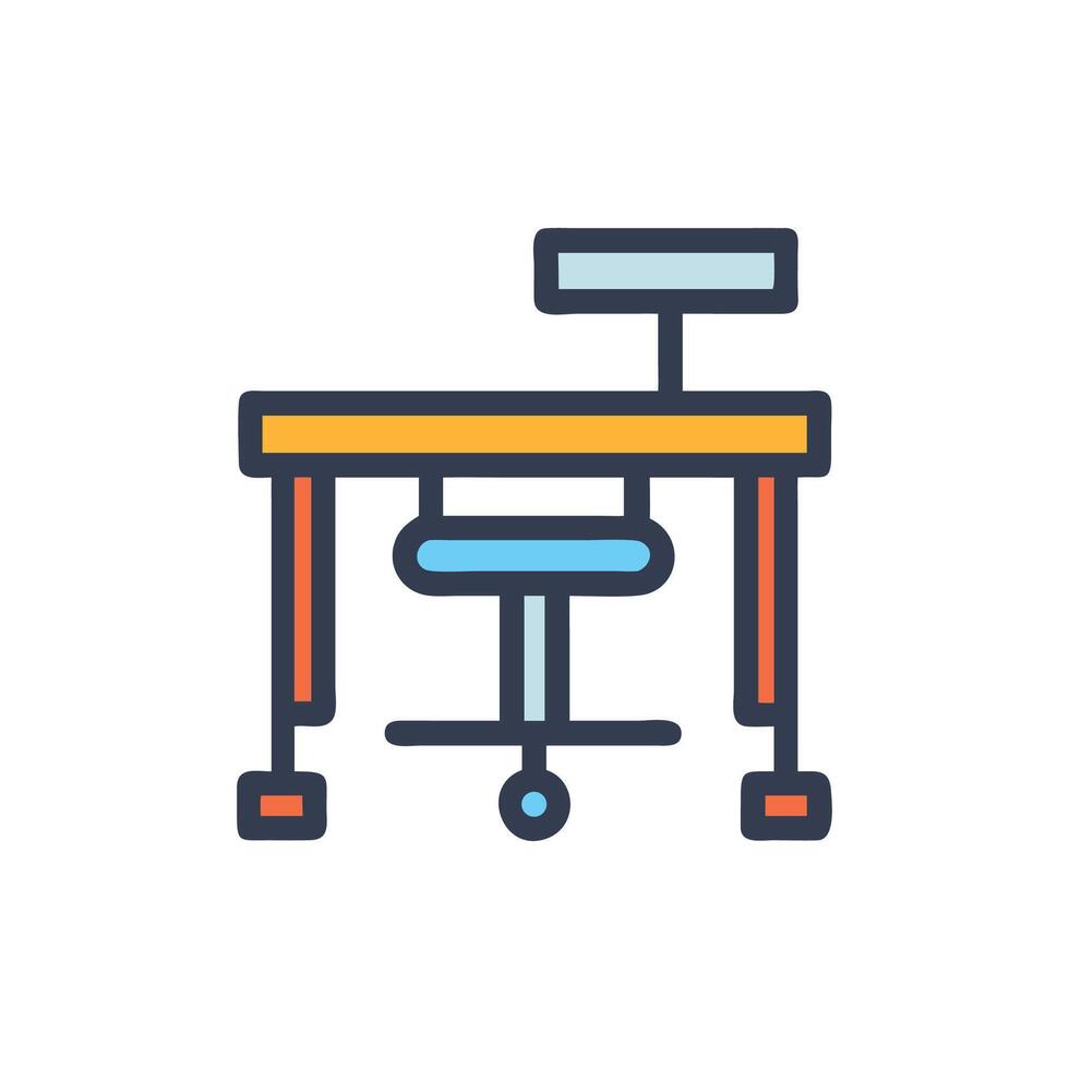 Work desk and chair flat design illustration graphic vector