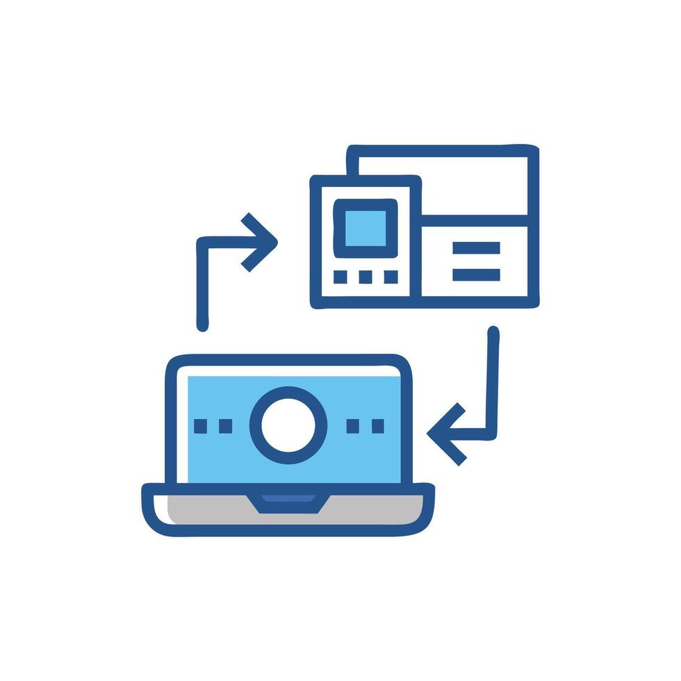 Data exchange between computer and server icon concept design vector