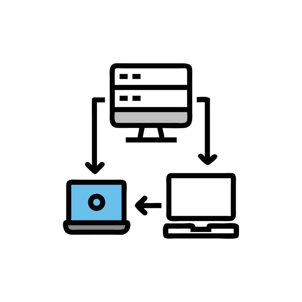Simple laptop and monitor illustration on White Background minimal vector