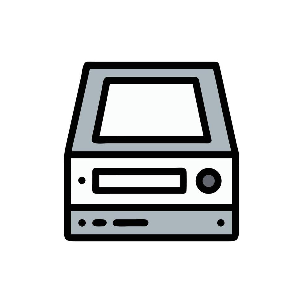 Retro computer monitor illustration with gray and white palette vector