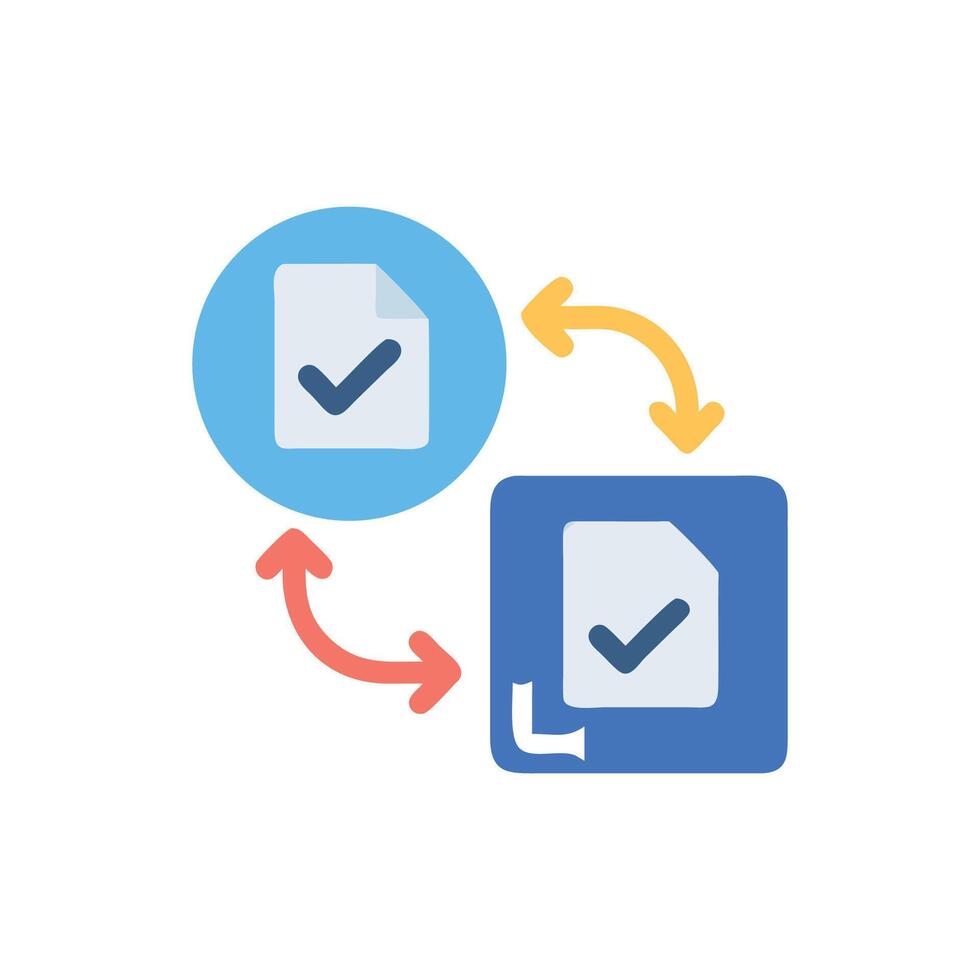 Data transfer verification icon in simple flat style vector
