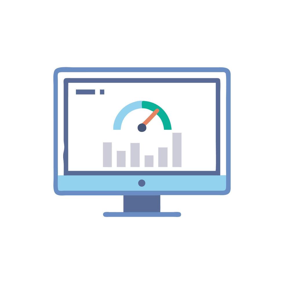 Computer screen displaying business performance data and dashboard vector