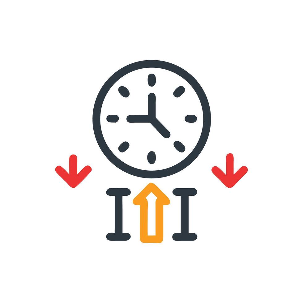 Time management optimization depicted with arrows and clock icon vector