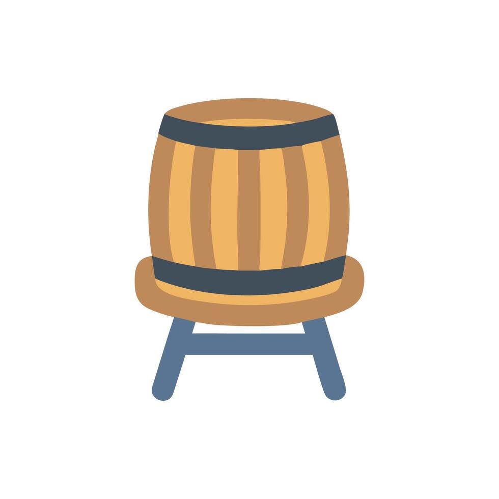 Isolated wooden barrel illustration on a dark background art vector