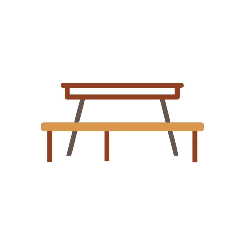 Flat illustration of a picnic table on a dark background vector