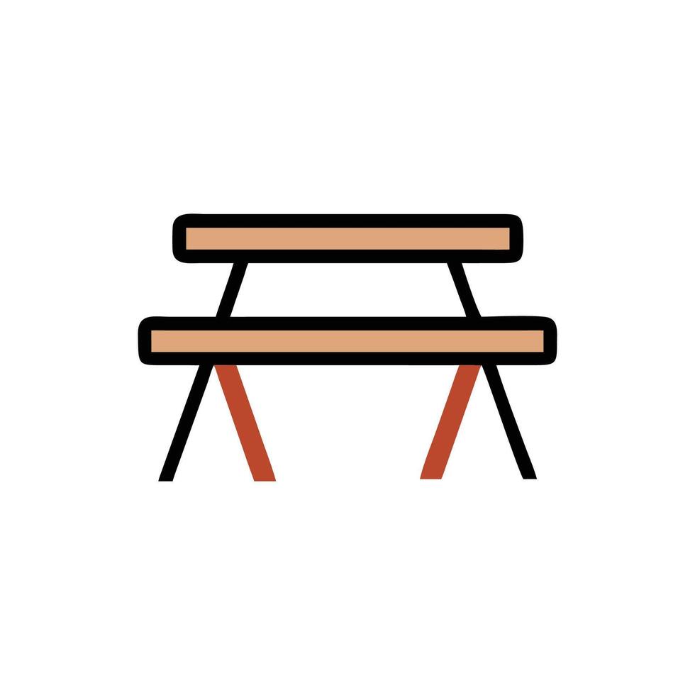 Minimalist picnic table icon on White Background illustration vector