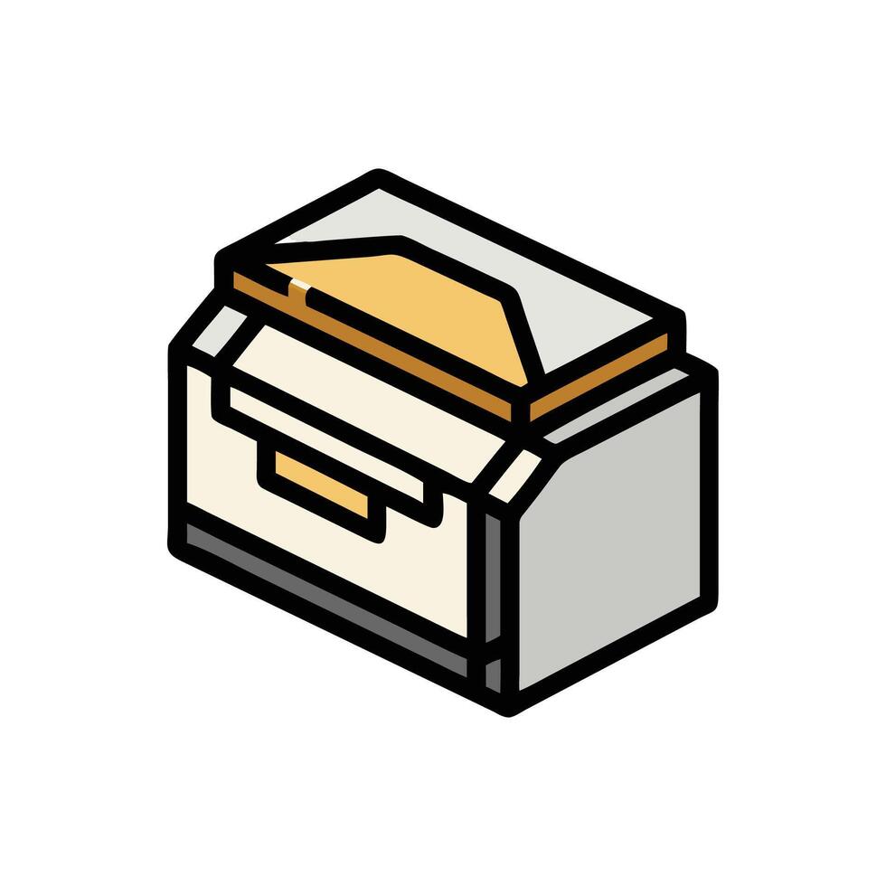 Isolated isometric chest icon with clean line art style vector
