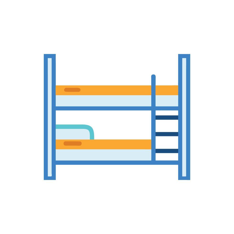 Illustration of a simple bunk bed with ladder flat style vector