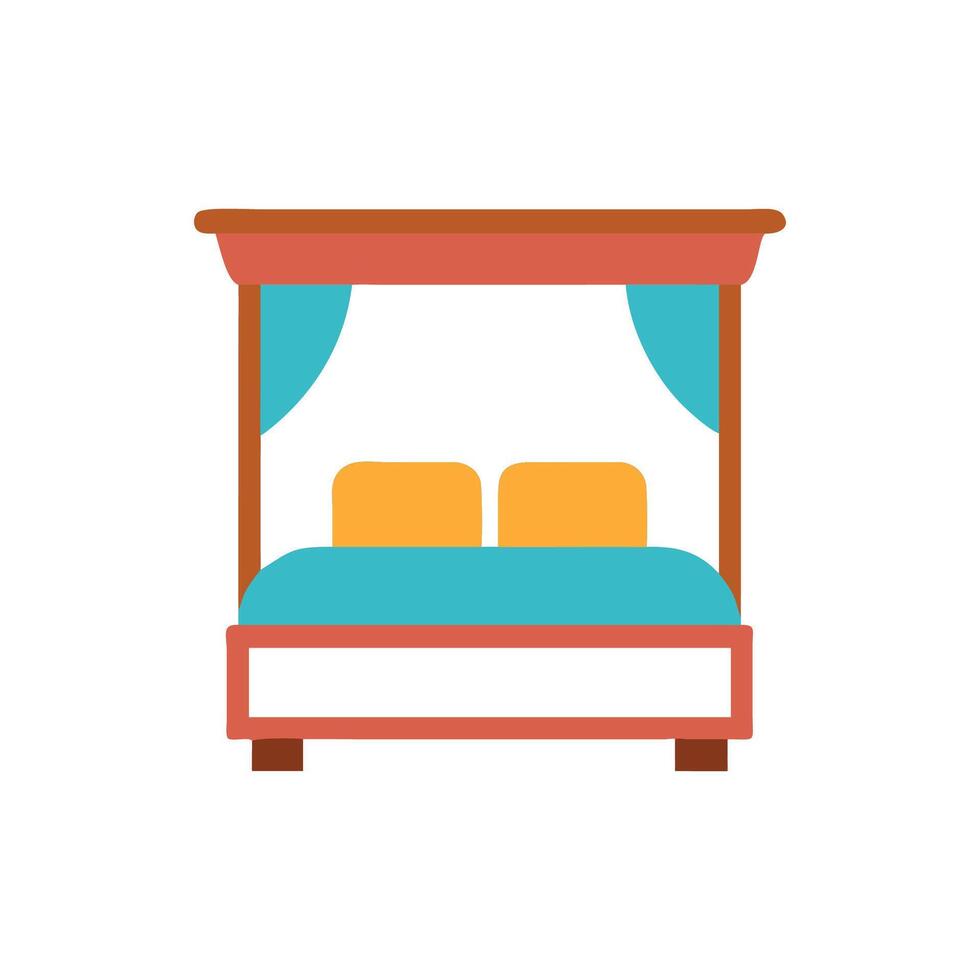 Flat illustration of a simple four poster bed vector
