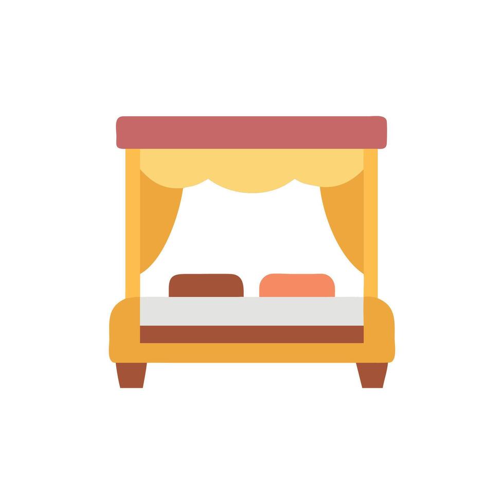 Four post bed illustration with simple color in vector