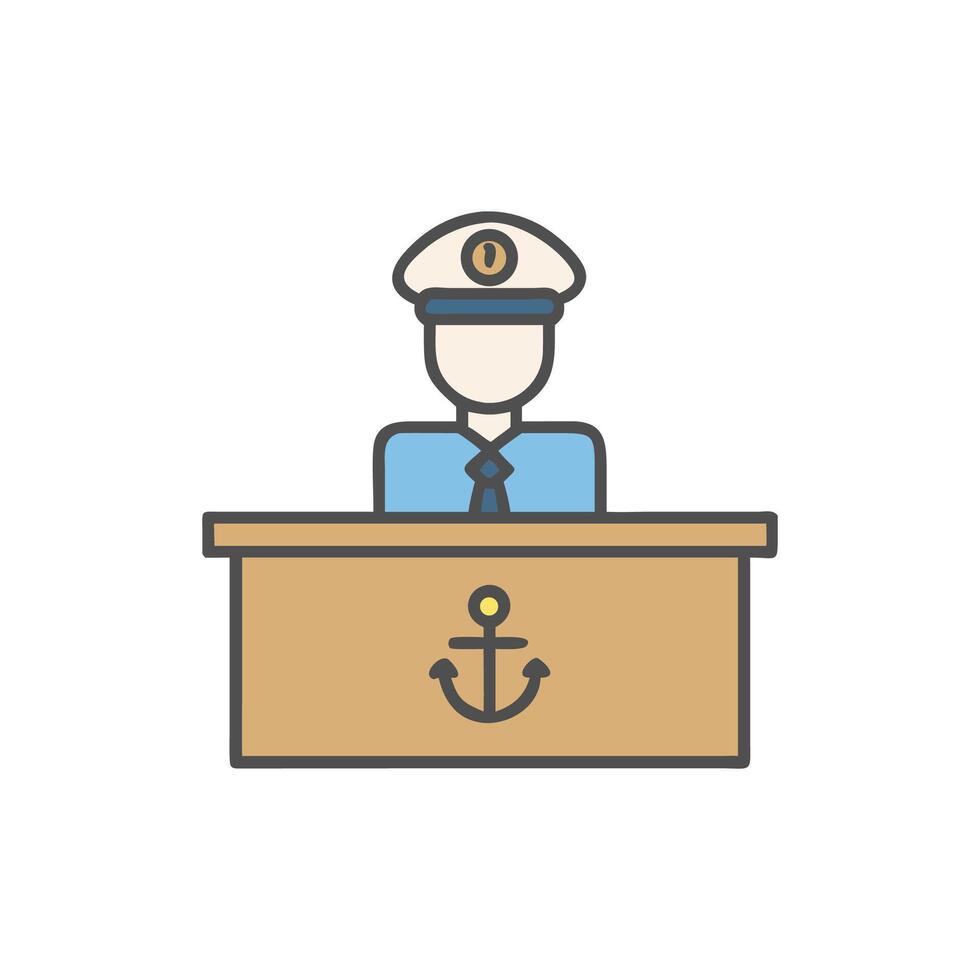 Flat illustration of a captain with maritime theme vector