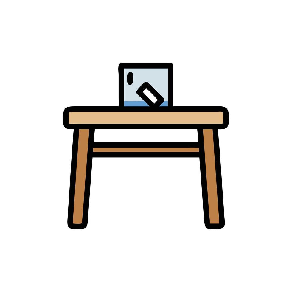 Minimalist ballot box on table for voting representation campaign vector