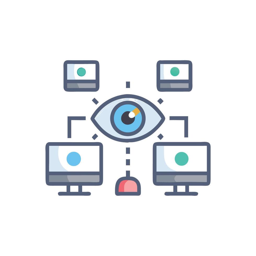 Network surveillance system with eye connecting computers and device vector